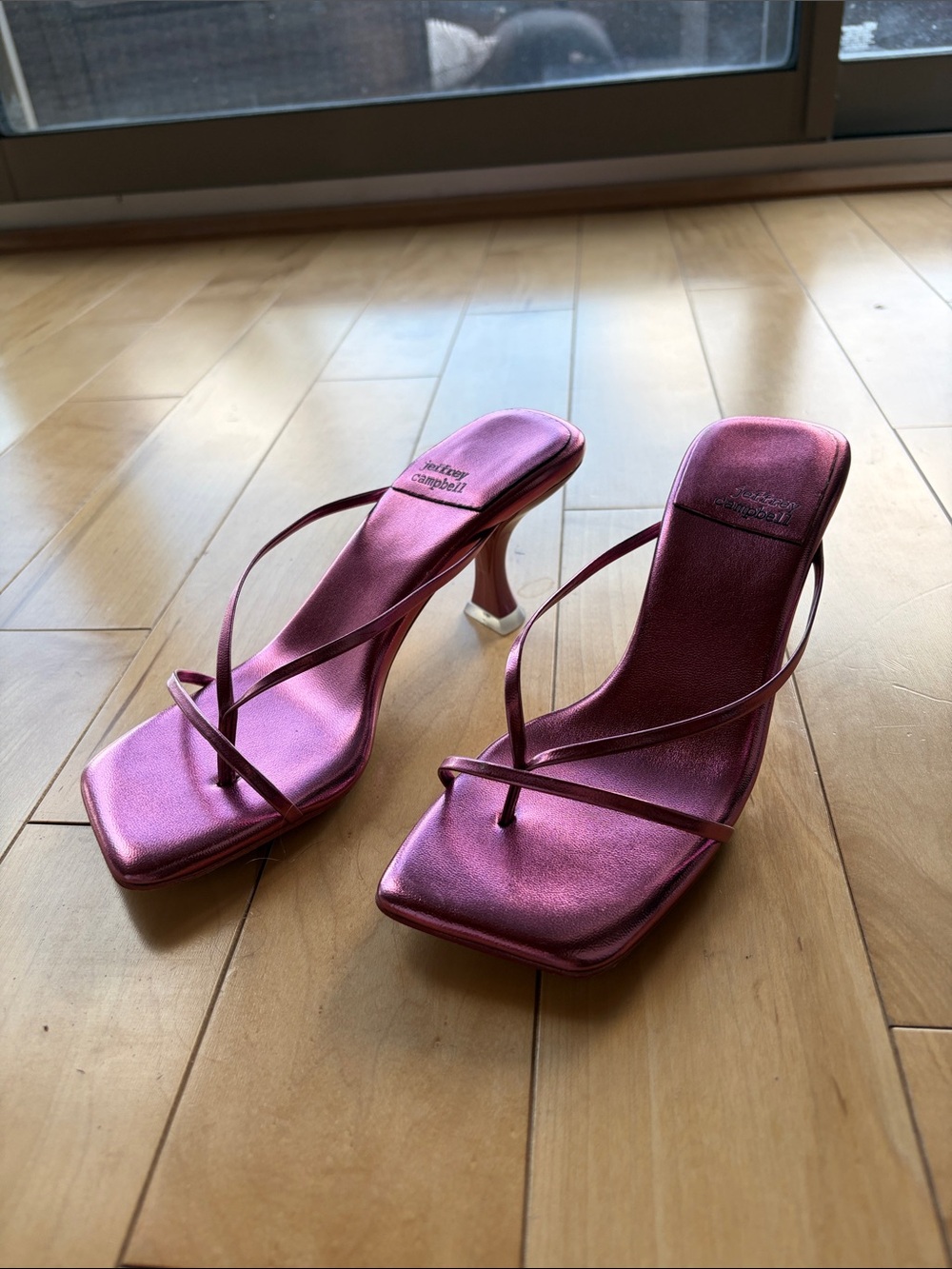 Jeffrey Campbell Metallic Pink Strappy Heeled Sandals